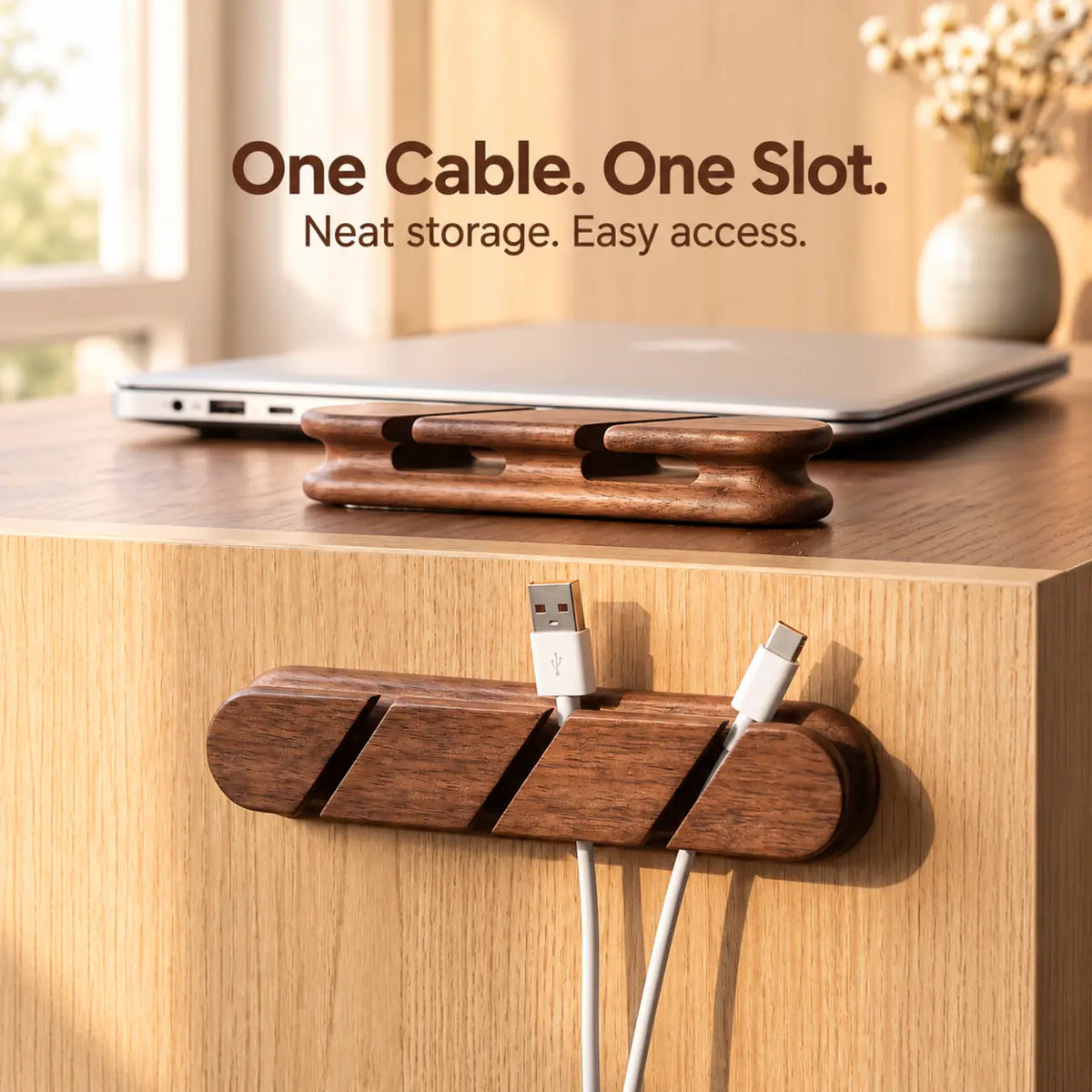 Black Walnut Cable Organizer for Desk