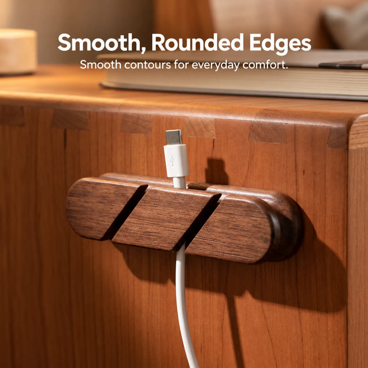 Black Walnut Cable Organizer for Desk