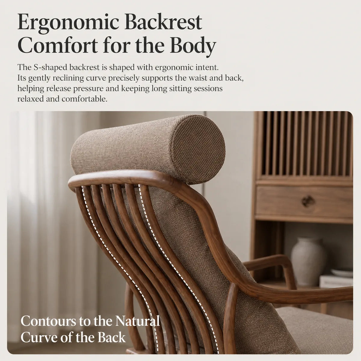 Ergonomic S-curve backrest detail