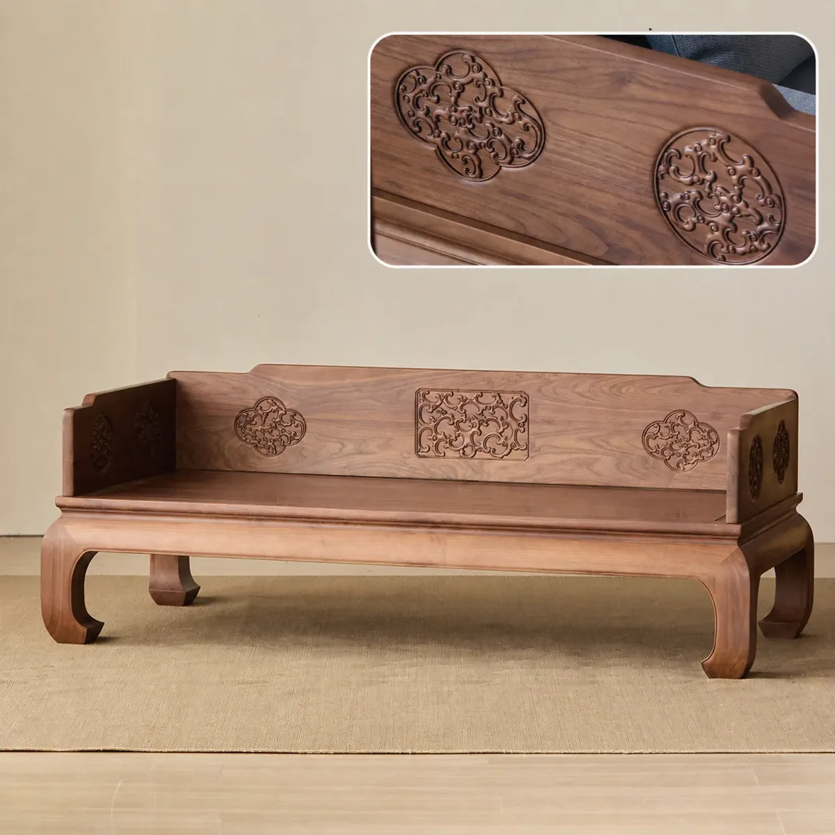 Three-sided hand-carved back panels