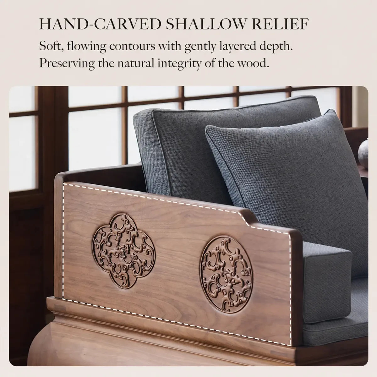 Hand-carved shallow relief detail