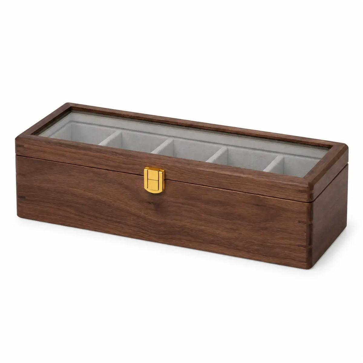 Black Walnut Watch Display Box with Glass Lid
