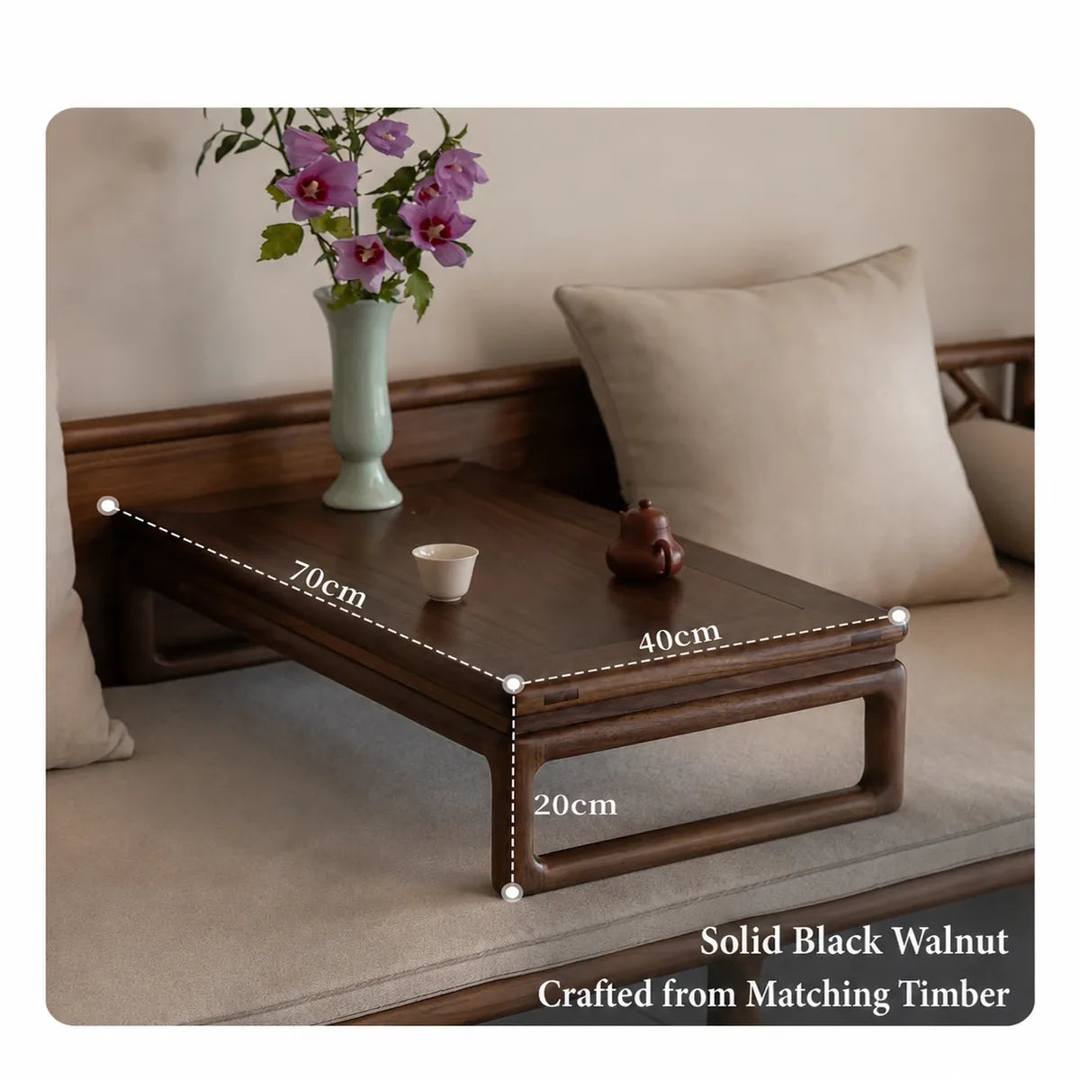Matching North American black walnut tea table dimensions