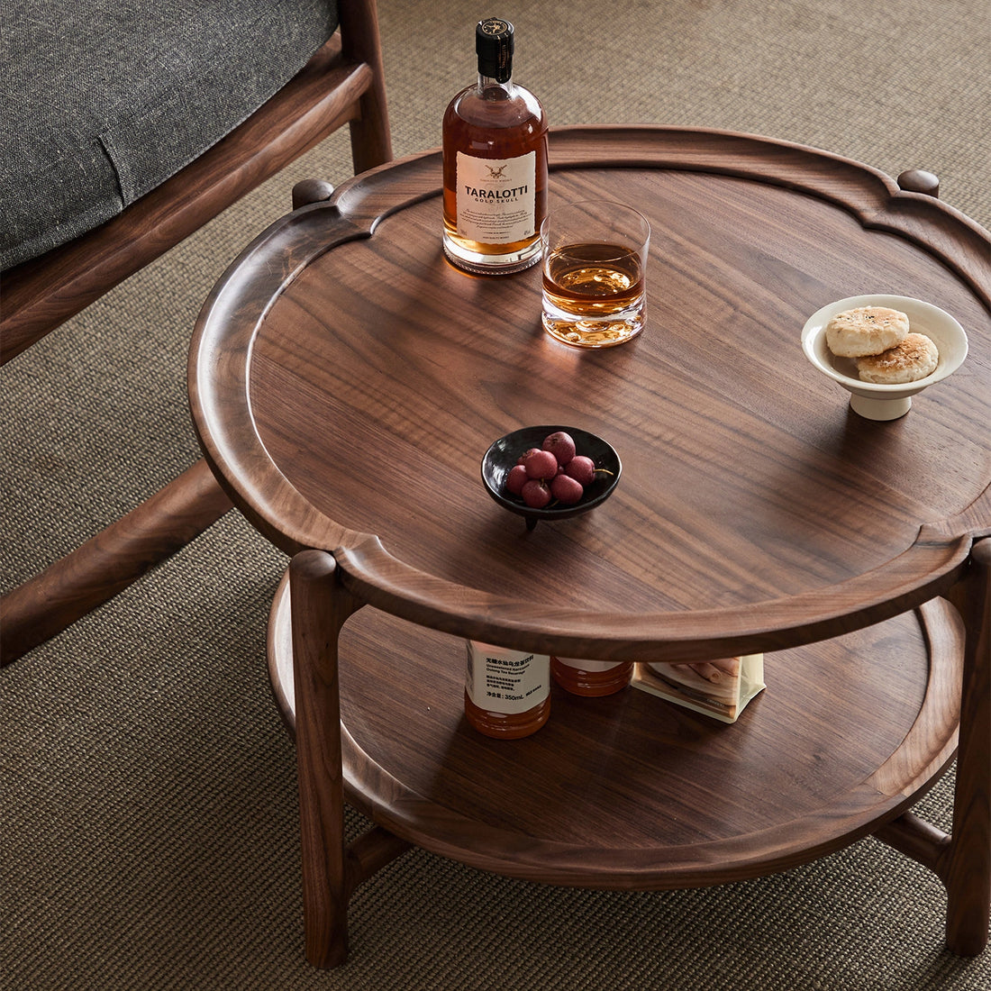 Haitang Round Nesting Coffee Table Set – Solid Walnut Wood