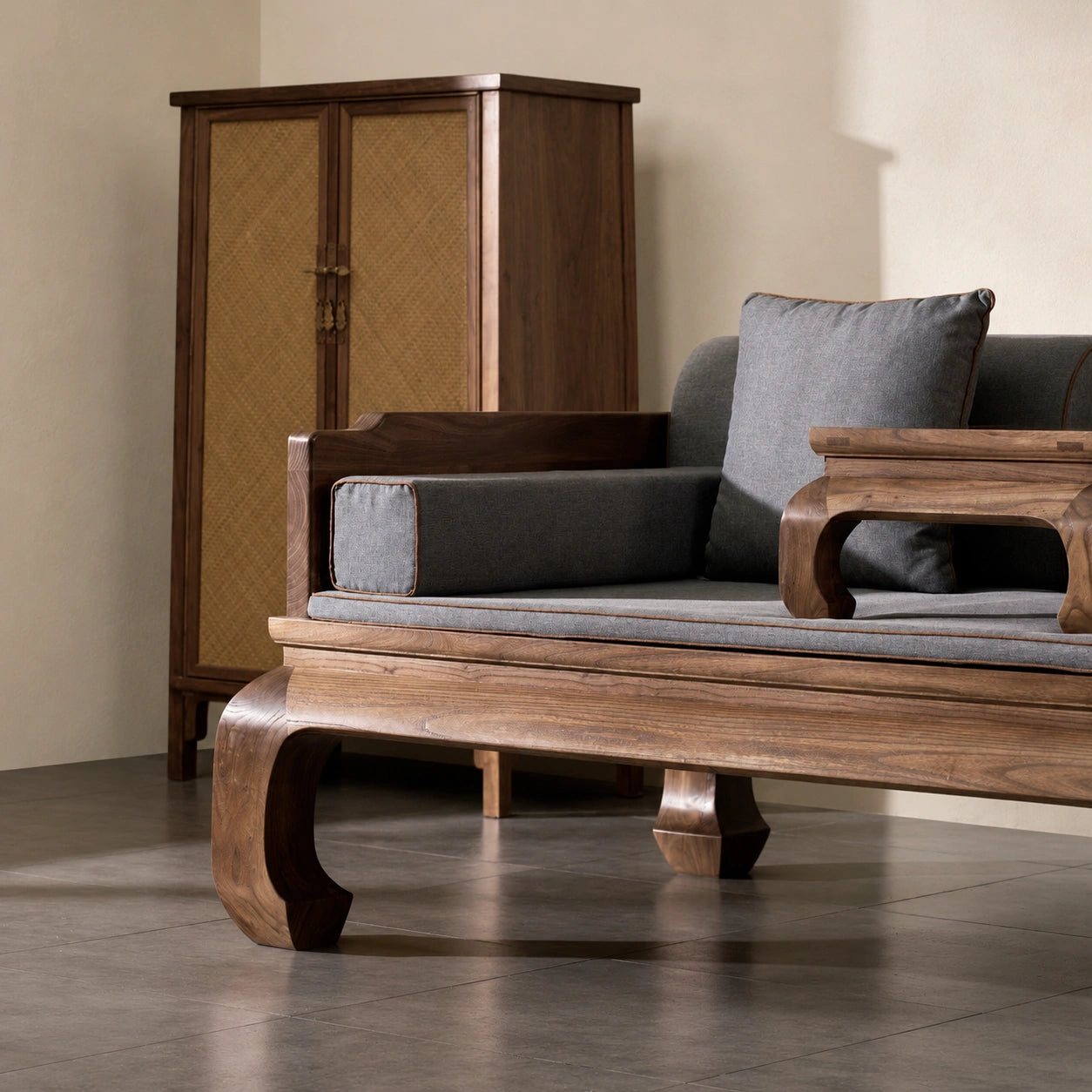 Solid Black Walnut Luohan Daybed