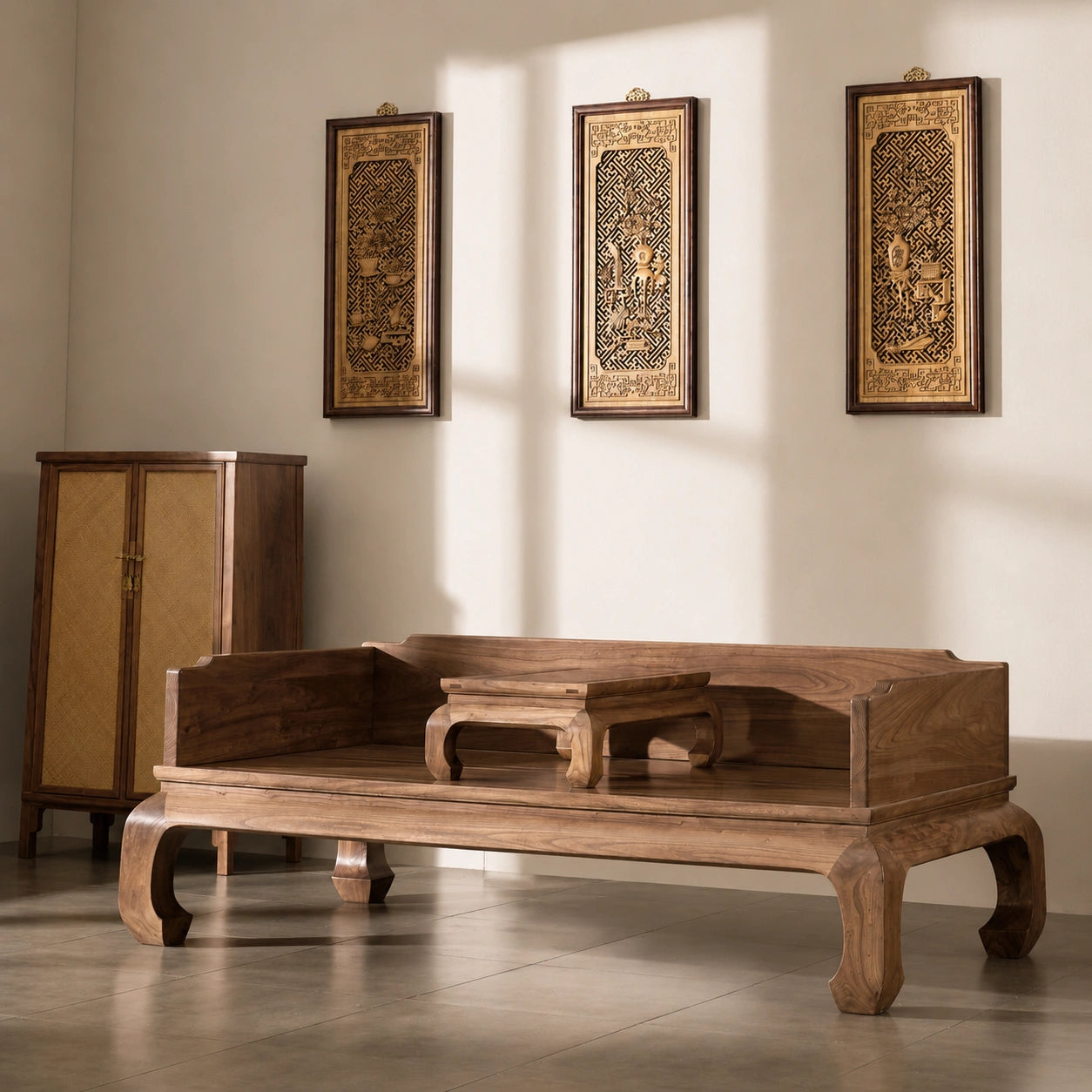 Solid Black Walnut Luohan Daybed