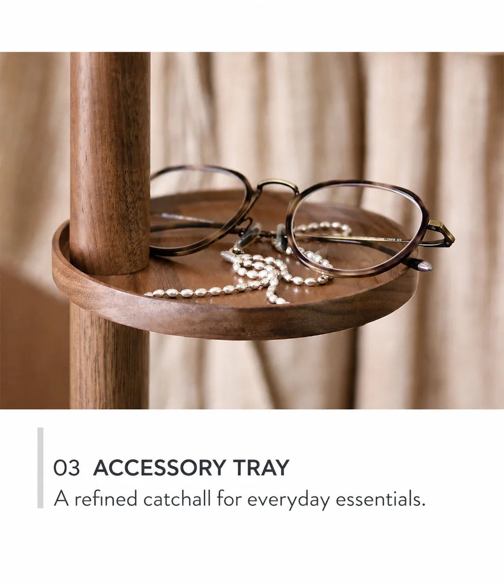 Solid walnut accessory tray for jewelry and eyewear