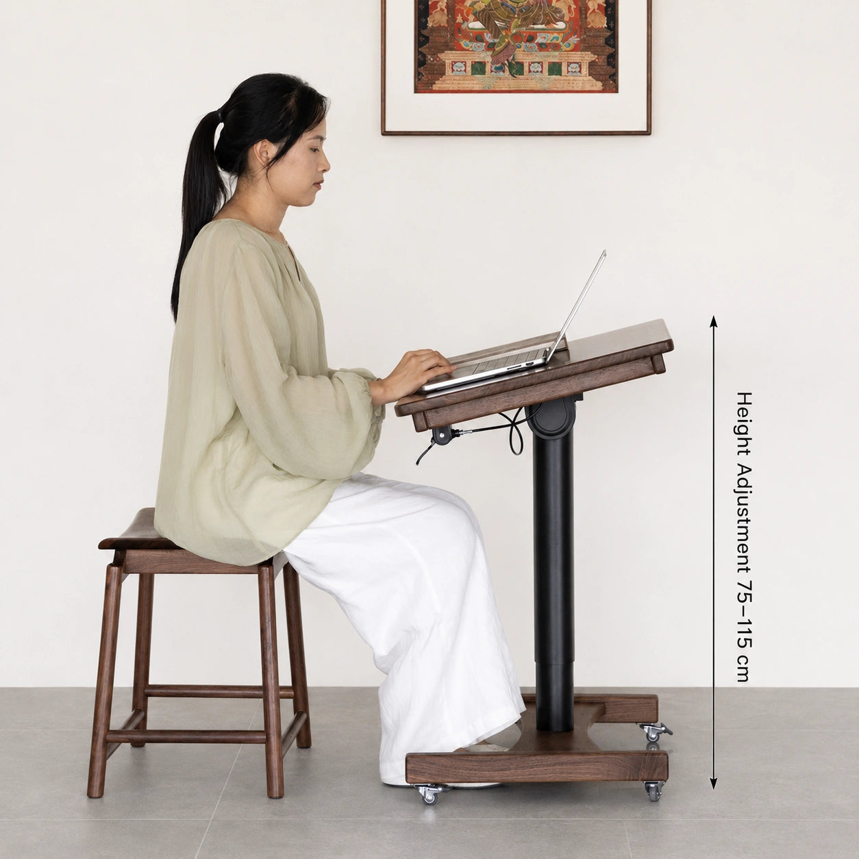 Yanshan Solid Walnut Height-Adjustable Desk