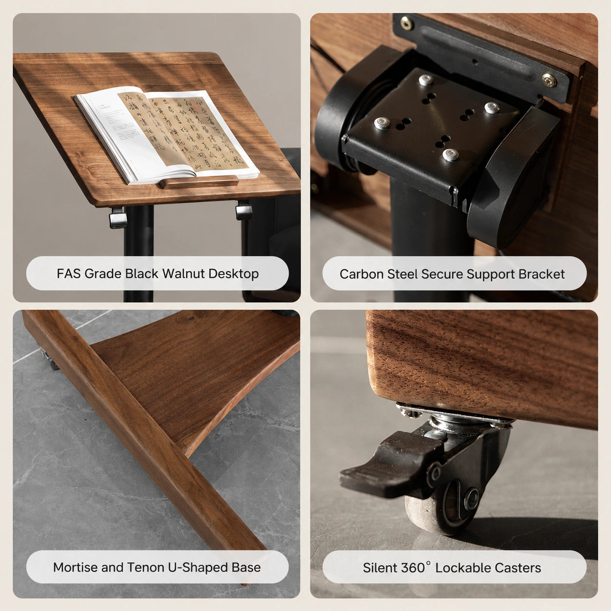 Yanshan Solid Walnut Height-Adjustable Desk