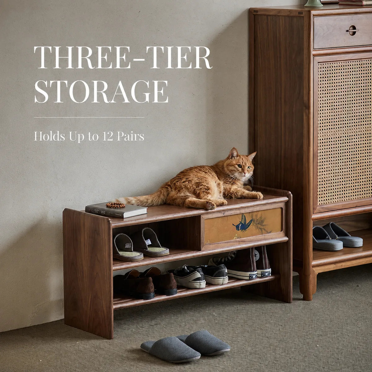 90 cm three-tier shoe bench storage