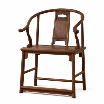 Ming-Style Solid Black Walnut Horseshoe-Back Armchair