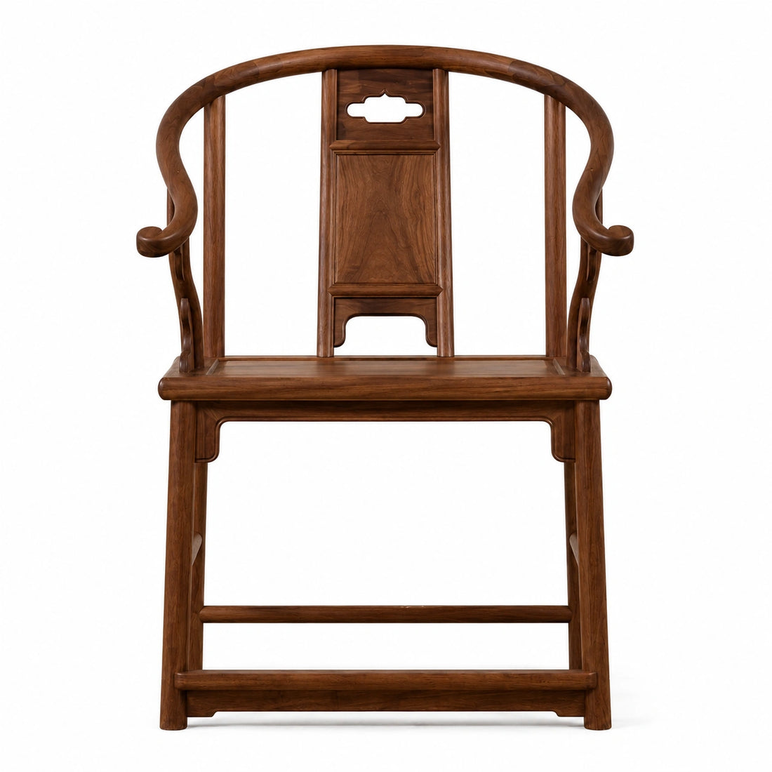 Ming-Style Solid Black Walnut Horseshoe-Back Armchair