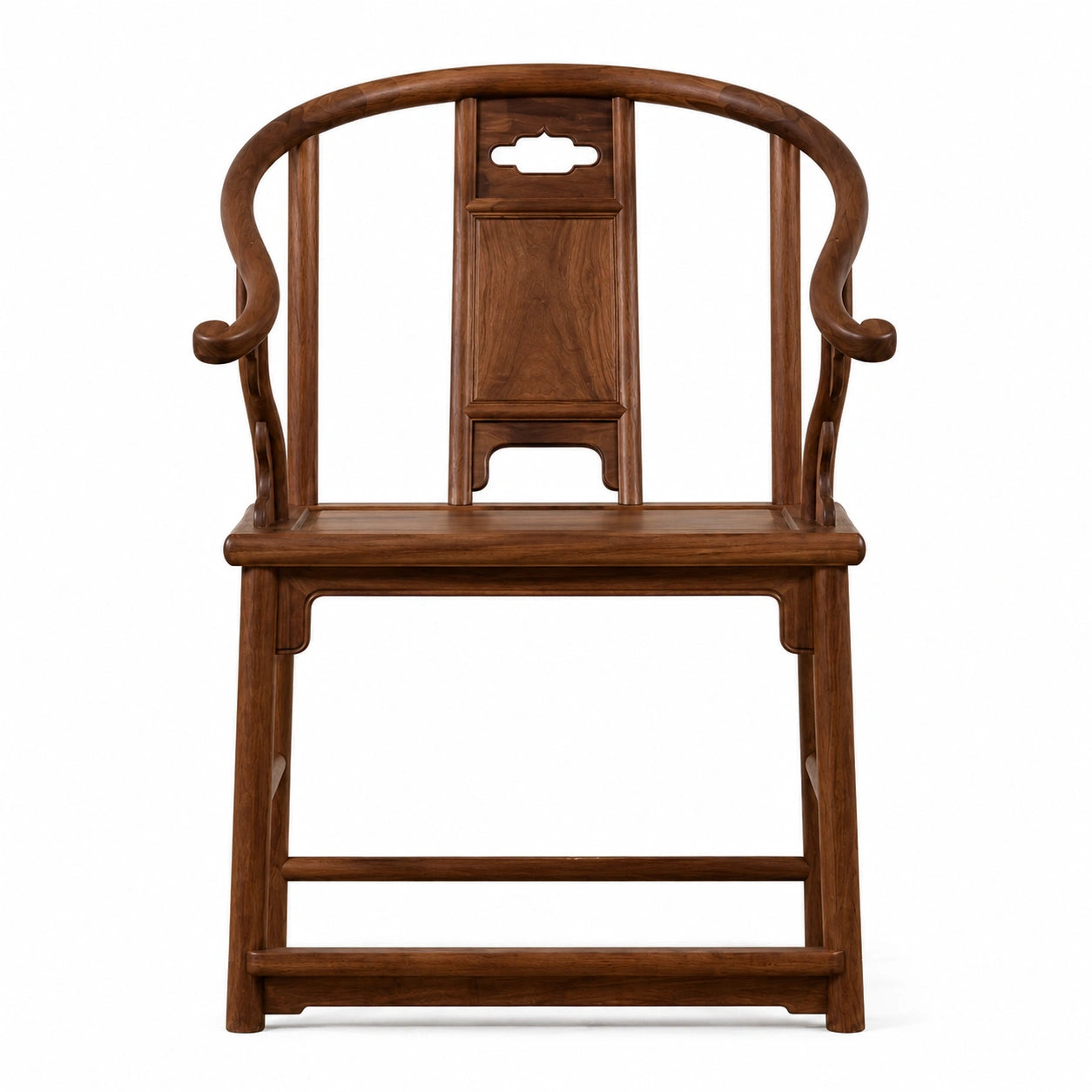 Ming-Style Solid Black Walnut Horseshoe-Back Armchair