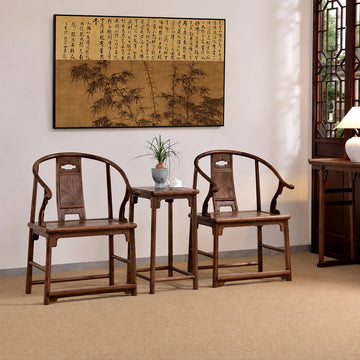 Ming-Style Solid Black Walnut Horseshoe-Back Armchair