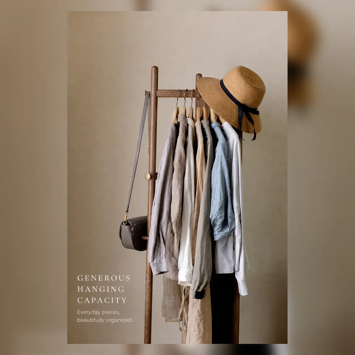 Generous garment and accessory hanging capacity