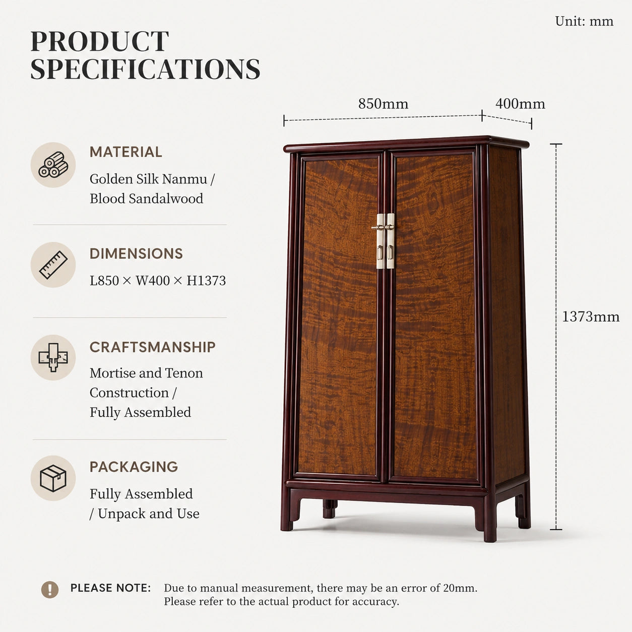 Jinsi Nanmu Rounded-Corner Cabinet