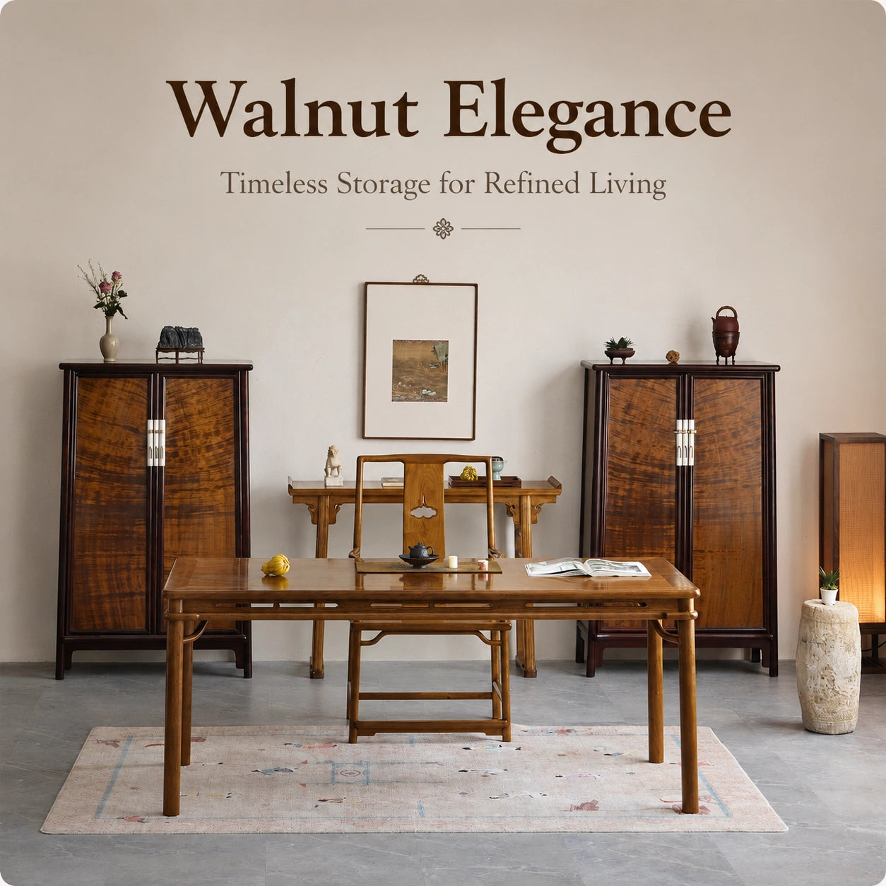 Jinsi Nanmu Rounded-Corner Cabinet