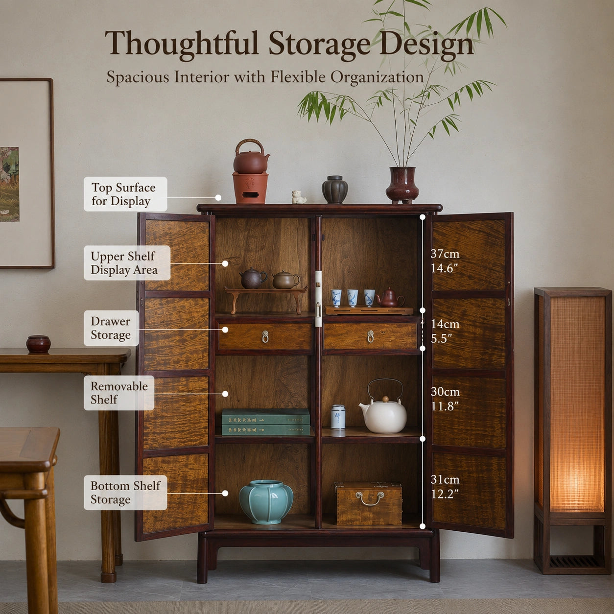 Jinsi Nanmu Rounded-Corner Cabinet