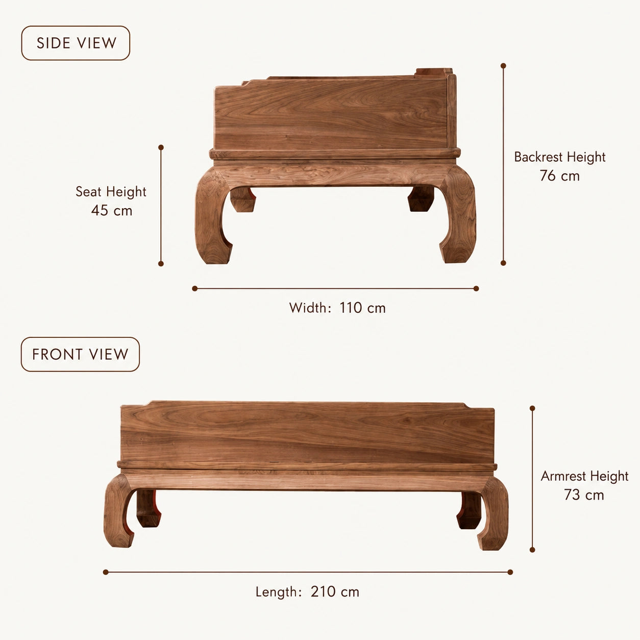 Solid Black Walnut Luohan Daybed