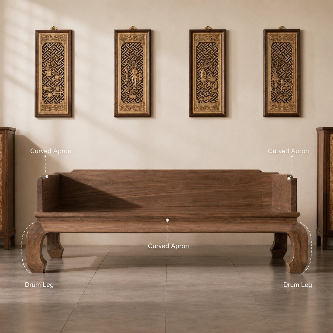 Solid Black Walnut Luohan Daybed