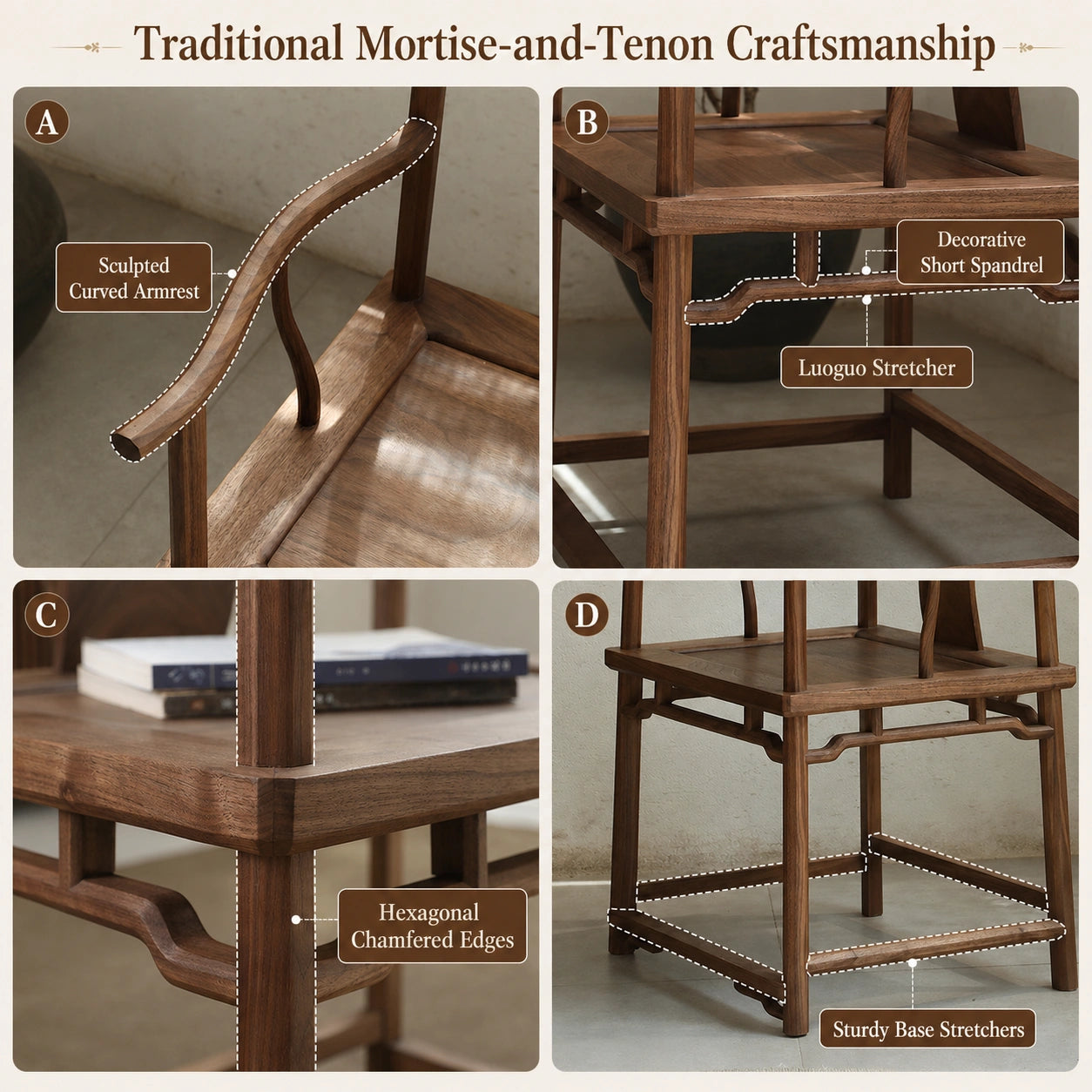 Sichutou Beiguanmao Solid Walnut Armchair