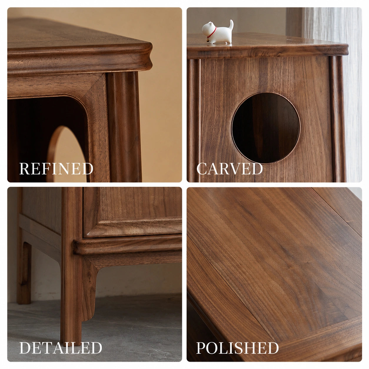 Ming-Style Solid Black Walnut Round-Corner Cabinet