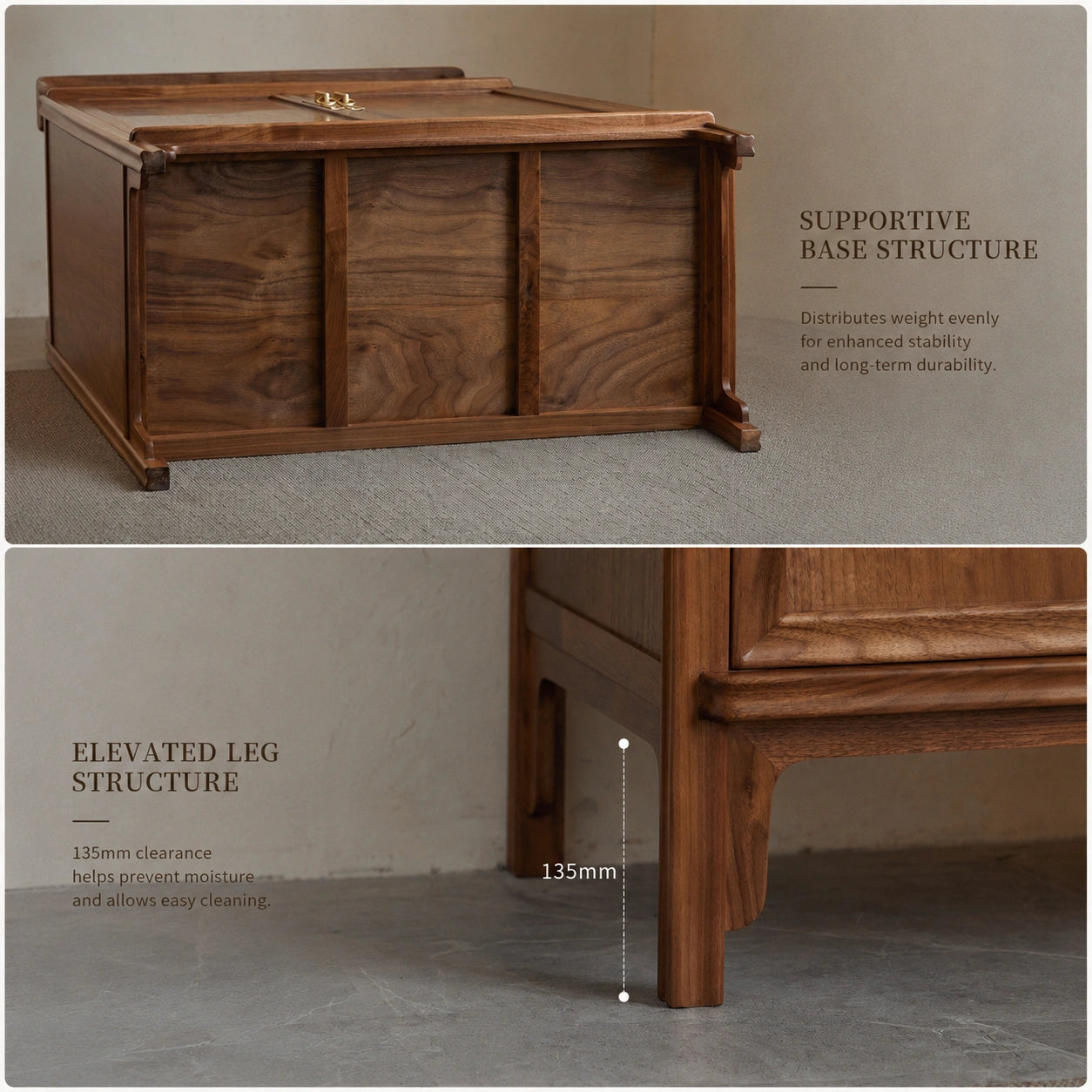 Ming-Style Solid Black Walnut Round-Corner Cabinet