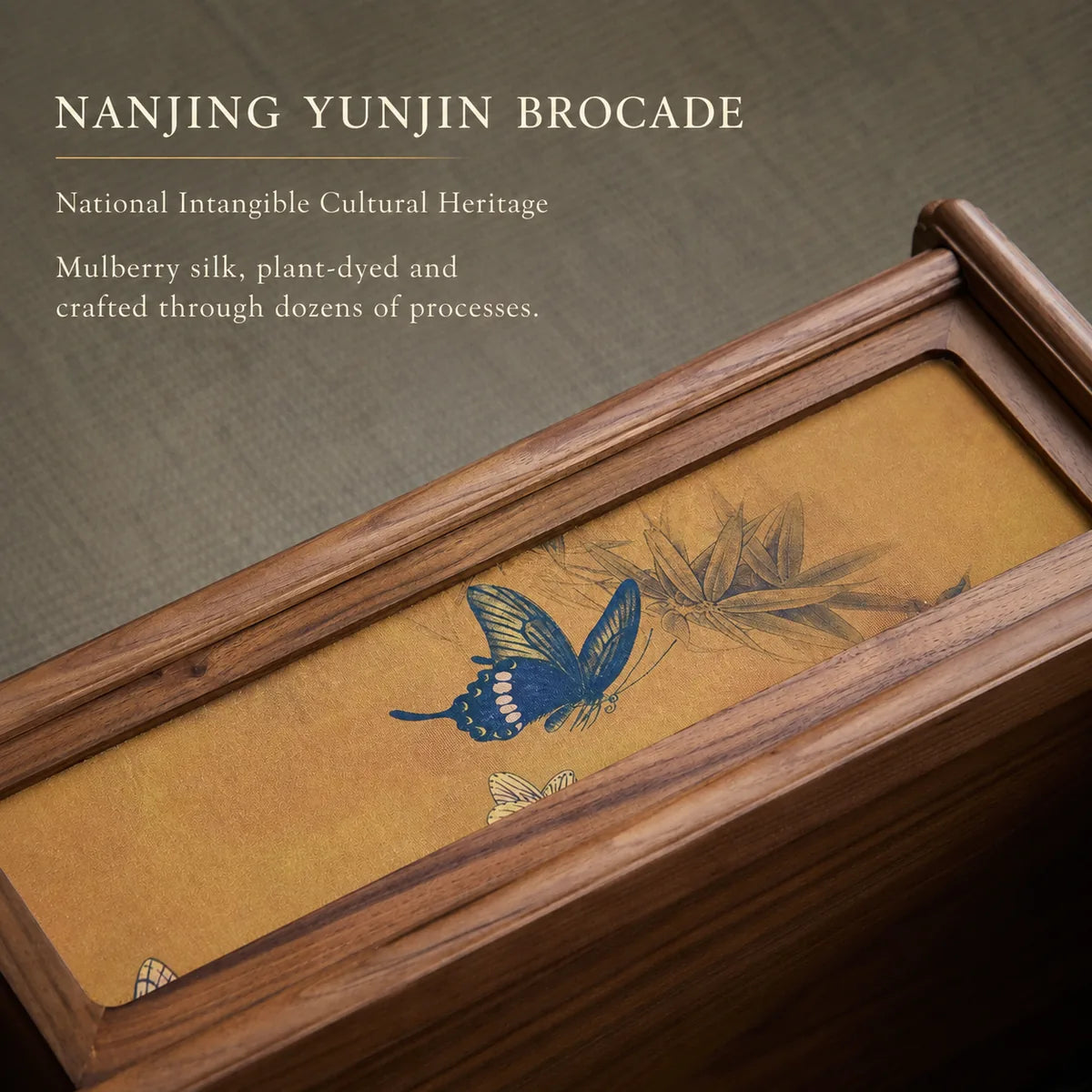 Nanjing Yunjin crane and bamboo drawer front