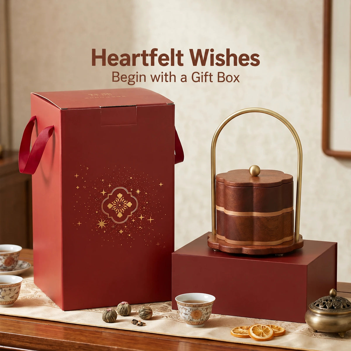 Floral snack box shown in a gift-style display