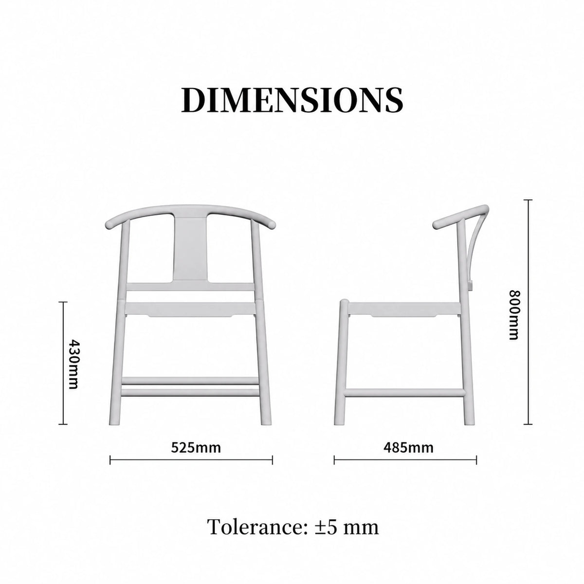 Half-Moon Dining Chair dimensions diagram