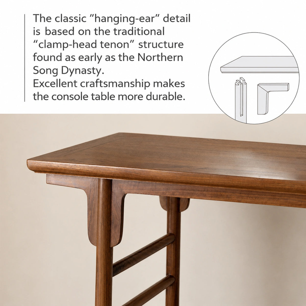 Craftsmanship detail of the Ming-style console table