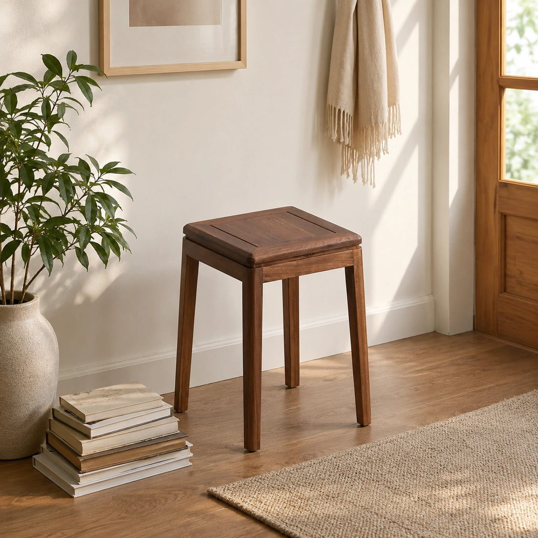 Solid Black Walnut Stackable Dining Stool