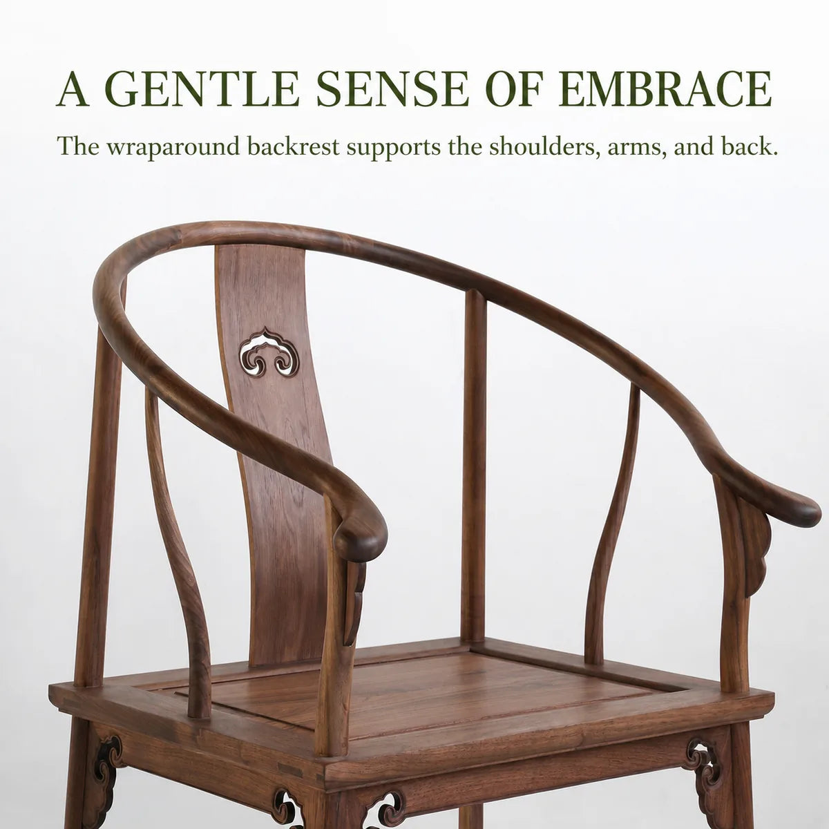 Wraparound backrest and sculptural arms