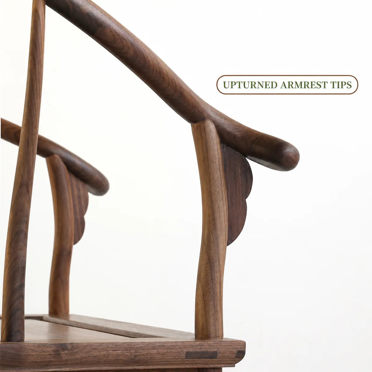 Upturned armrest tip detail