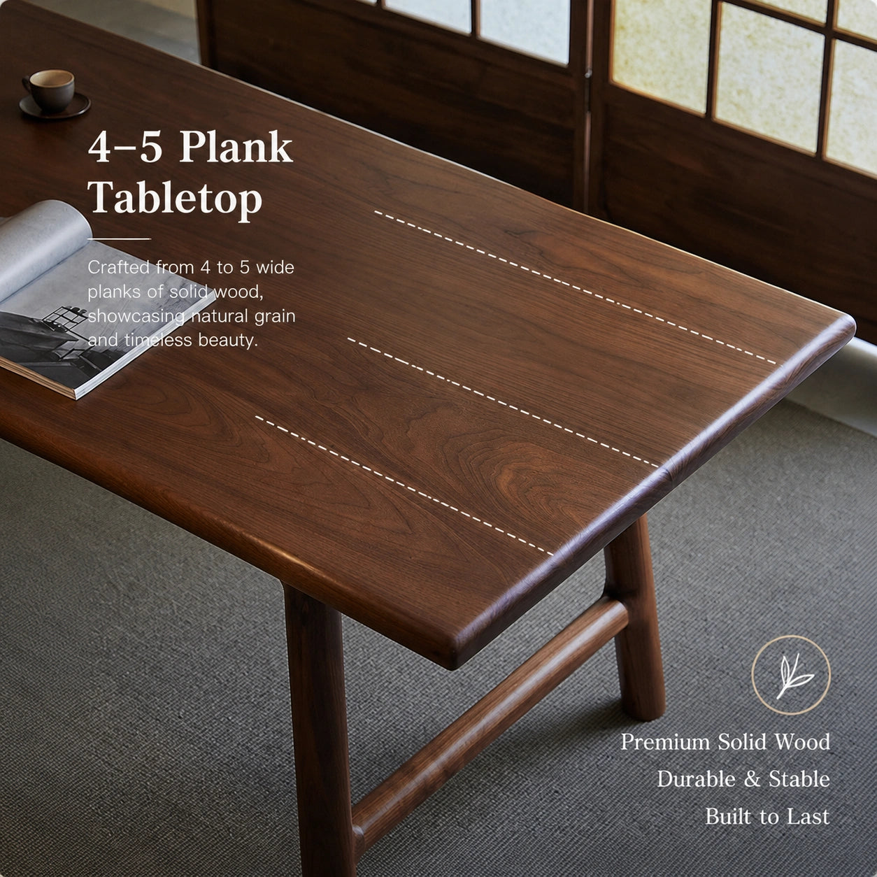 Yinshan Solid Walnut Dining & Tea Table