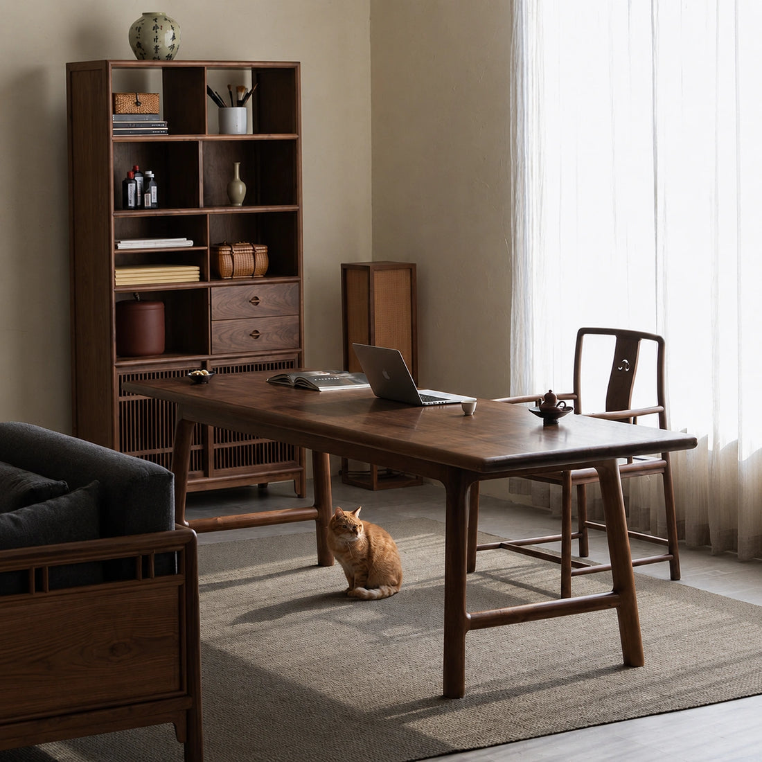 Yinshan Solid Walnut Dining & Tea Table