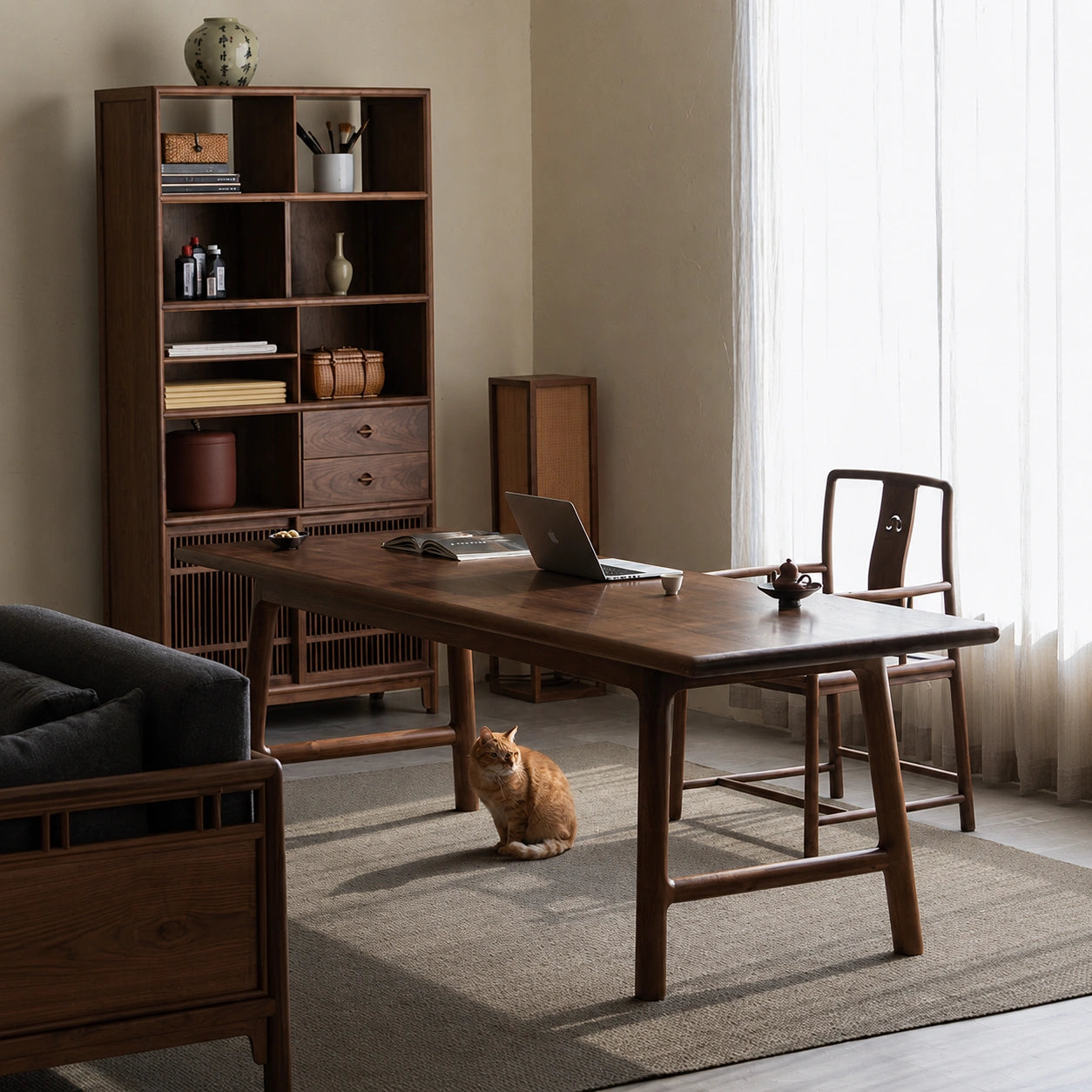 Yinshan Solid Walnut Dining & Tea Table