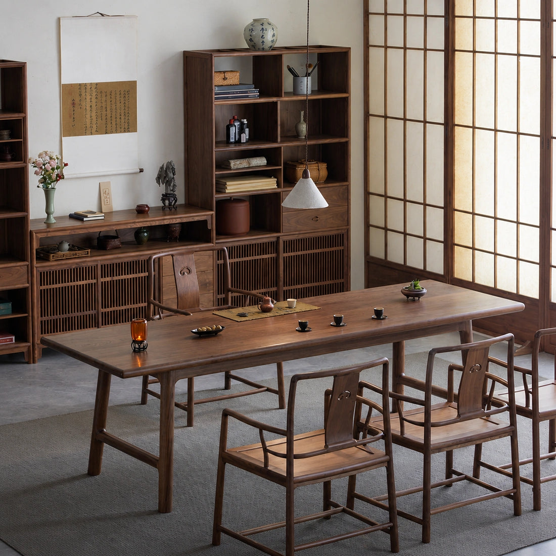 Yinshan Solid Walnut Dining & Tea Table