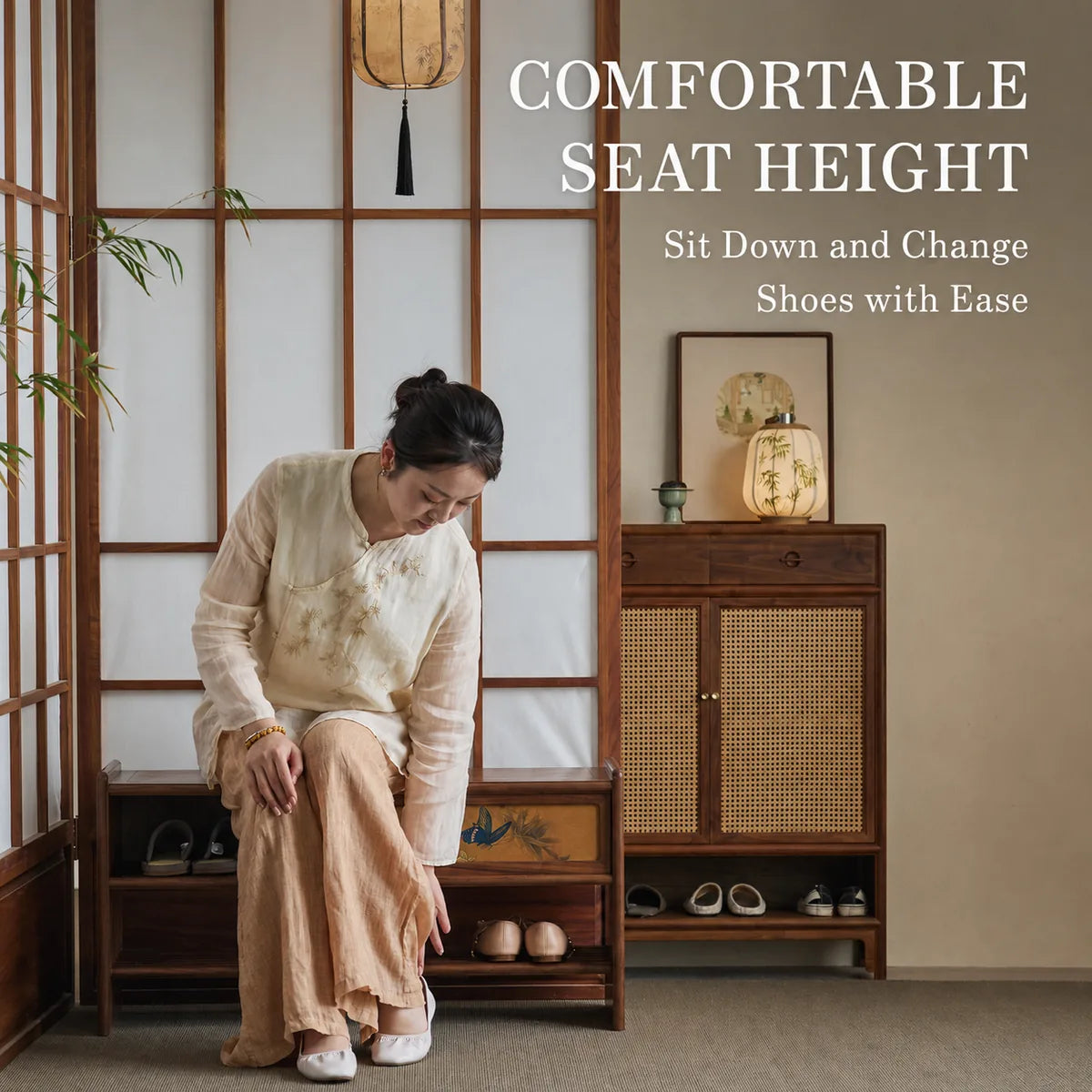 Comfortable 45 cm shoe bench seat height