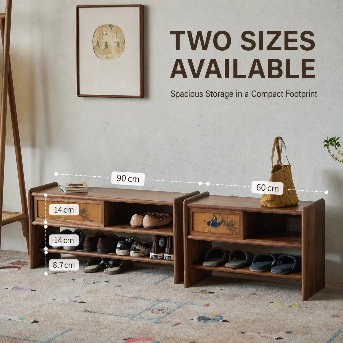 60 cm and 90 cm shoe bench comparison