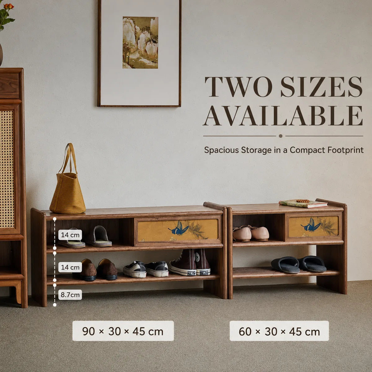 60 cm and 90 cm shoe bench dimensions
