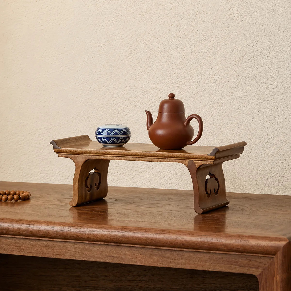 Golden Phoebe Wood Ruyi display stand variant