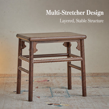 Songyun Solid Walnut Square Stool
