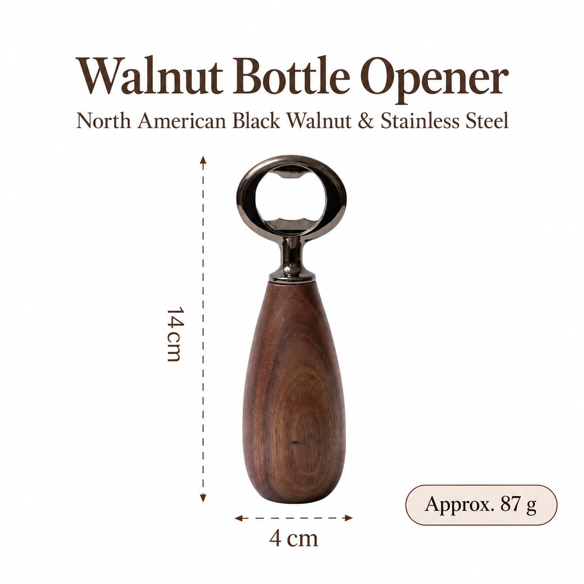 North American Black Walnut Bottle Opener