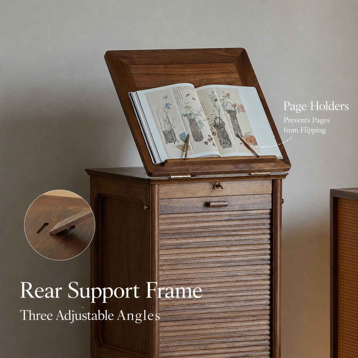 Xianting Solid Walnut Tambour Storage Cabinet
