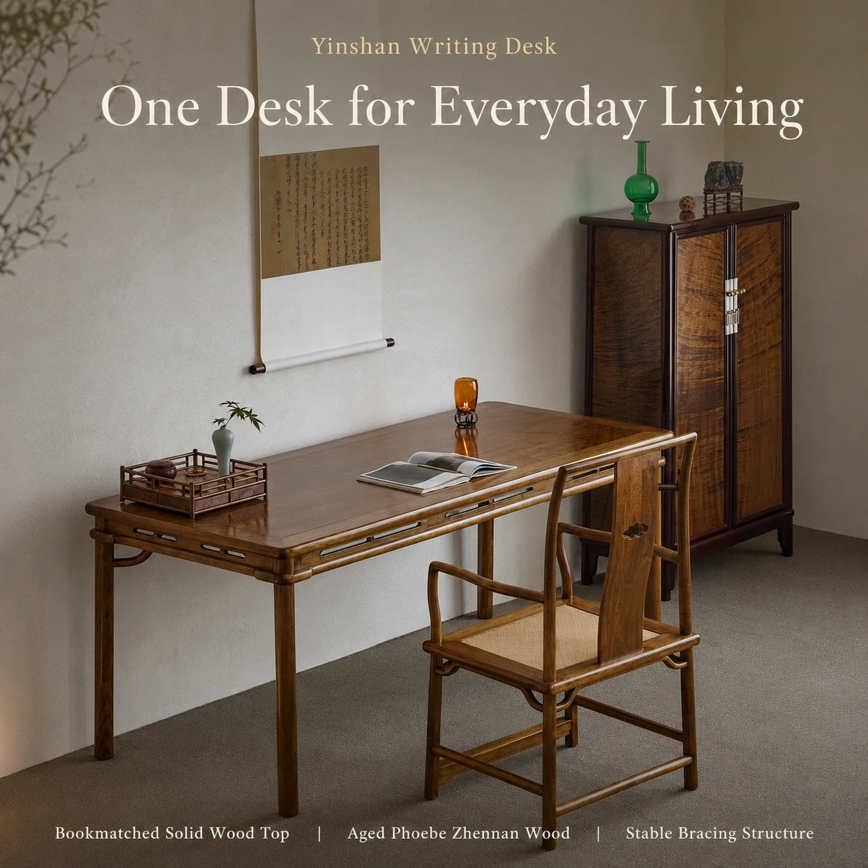 Jinsi Nanmu Solid Wood Writing Desk